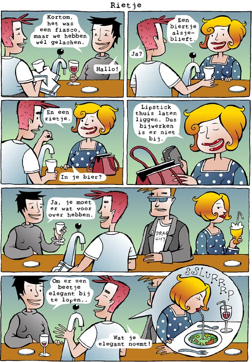 Sandra de Haan cartoon - rietje 1